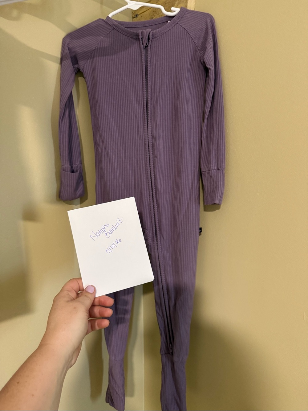 Ribbed Purple Zip-Front Kids One-Piece Footie